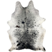 Black and White Speckled Brazilian Cowhide: white with black speckles and spots covering the entire hide - 7'3" x 5'3" (BRSP3153)
