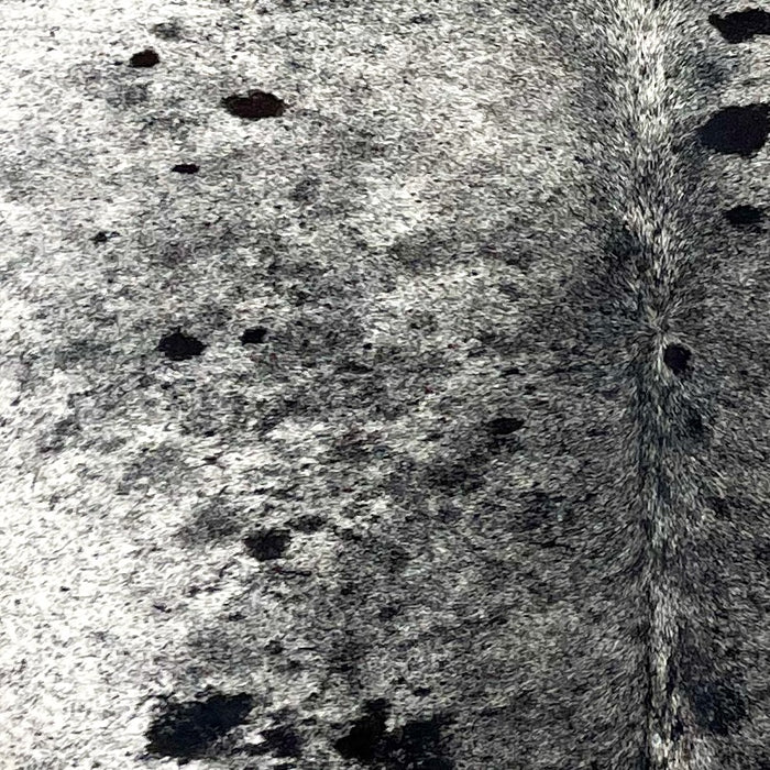 Closeup of this Speckled Brazilian Cowhide, showing white with black speckles and spots (BRSP3153)