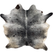 Black and White Speckled Brazilian Cowhide: black with white speckles, and cream with black speckles on the belly and butt - 6'8" x 5'9" (BRSP3167)