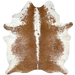 Brown and White Speckled Brazilian Cowhide: has brown with white speckles down both side and on the shanks, white with brown speckles down the middle and on part of the shoulder, and white on the belly - 7' x 5'11" (BRSP3175)