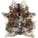 Brown and White Speckled Brazilian Cowhide: white with brown speckles and spots, and it is off-white, with brown speckles and spots, on the belly, butt, and hind shanks - 7' x 5'7" (BRSP3178)