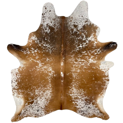 Brown and White Speckled Brazilian Cowhide: white with reddish brown and dark brown speckles and spots - 7' x 5'5" (BRSP3182)