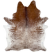 Large Reddish Brown and White Speckled Brazilian Cowhide: white with reddish brown speckles and spots, and mostly solid brown on the shoulder - 7'8" x 5'6" (BRSP3183)