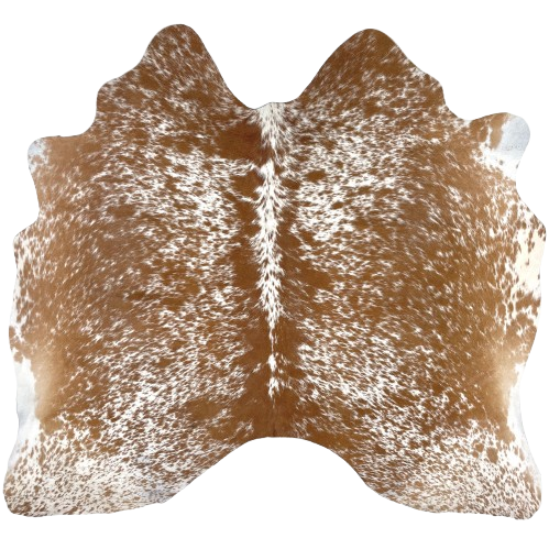 Brown and White Speckled Brazilian Cowhide: white with brown speckles and spots - 5'1" x 5'3" (BRSP3197)