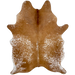 Caramel and White Speckled Brazilian Cowhide: white with caramel speckles and spots, with it having mostly solid caramel on the shoulder and down the  middle - 6'8" x 4'9" (BRSP3204)