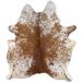 Brown and White Speckled Brazilian Cowhide: white with brown speckles and spots, and mostly solid brown down the middle of the back - 6'8" x 5'3" (BRSP3207)
