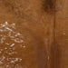 Closeup of this Speckled Brazilian Cowhide, showing reddish brown, with white speckles and spots, and some black speckles down the middle of the shoulder (BRSP3208)