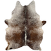 Brown and White Speckled Brazilian Cowhide: white with reddish brown and dark brown speckles and spots - 6'7" x 4'10" (BRSP3209)