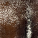 Closeup of this Speckled Brazilian Cowhide, showing white with reddish brown and dark brown speckles and spots (BRSP3209)