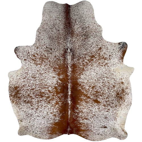White and Reddish Brown Speckled Brazilian Cowhide: white with reddish brown speckles and spots - 6'5" x 5'6" (BRSP3217)