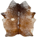Two Tone Brown and White Speckled Brazilian Cowhide: white with golden brown speckles and spots, and chocolate on the shoulder- 6'7" x 5'7" (BRSP3218)