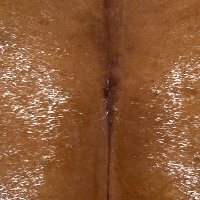 Closeup of this Large Speckled Brazilian Cowhide, showing brown with white speckles (BRSP3225)