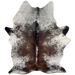 Large Tricolor Speckled Brazilian Cowhide: white with chocolate and black speckles and spots - 7'7" x 5'7" (BRSP3227)