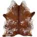 Reddish Brown and White Speckled Brazilian Cowhide: reddish brown with white spots that have reddish brown speckles - 7'2" x 5'9" (BRSP3229)
