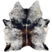 Tricolor Speckled Brazilian Cowhide: white with brown and black speckles and spots, and reddish brown down part of the spine - 7'2" x 5'9" (BRSP3238)