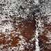 Closeup of this XL Tricolor Speckled Brazilian Cowhide, showing white with brown and black speckles and spots  (BRSP3239)