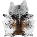 Tricolor Speckled Brazilian Cowhide: white with brown and black spots and speckles - 7'3" x 5'9" (BRSP3241)