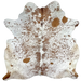 White and Brown Speckled Brazilian Cowhide: white with brown speckles and spots - 7'1" x 6'6" (BRSP3242)