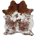 Whtie and Reddish Brown Speckled Brazilian Cowhide: white with reddish brown speckles and spots - 7'1" x 5'10" (BRSP3243)