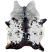 Large Dark Brown and White Speckled Brazilian Cowhide: white with dark brown speckles and spots - 7'8" x 5'5" (BRSP3249)