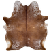 Large Brown and White Speckled Brazilian Cowhide: brown with white speckles and spots - 7'9" x 6'1" (BRSP3251)