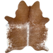 Brown and White Speckled Brazilian Cowhide: brown with white speckles and spots, and white down part of the spine - 7'2" x 5'8" (BRSP3266)