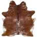 Reddish Brown and White Speckled Brazilian Cowhide: reddish brown with white speckles and spots - 7' x 5'10" (BRSP3269)
