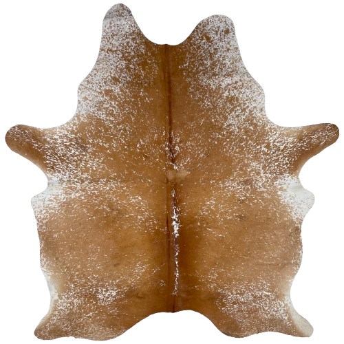 Large Caramel and White Speckled Brazilian Cowhide: caramel with white speckles and spots - 7'5" x 5'6" (BRSP3272)
