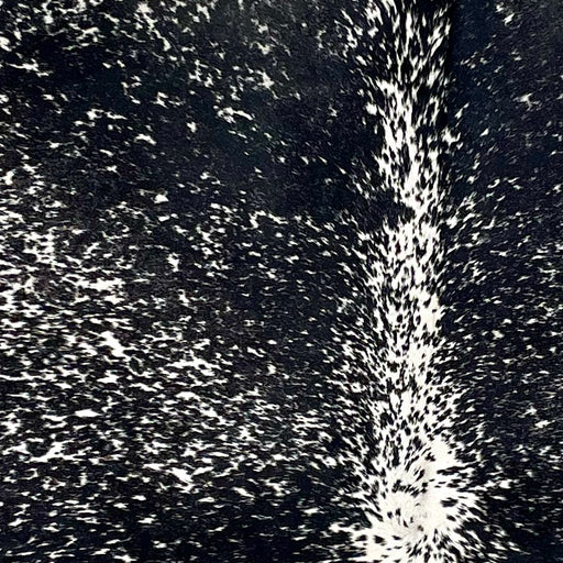 Closeup of this Speckled Brazilian Cowhide, showing black with white speckles and spots (BRSP3301)
