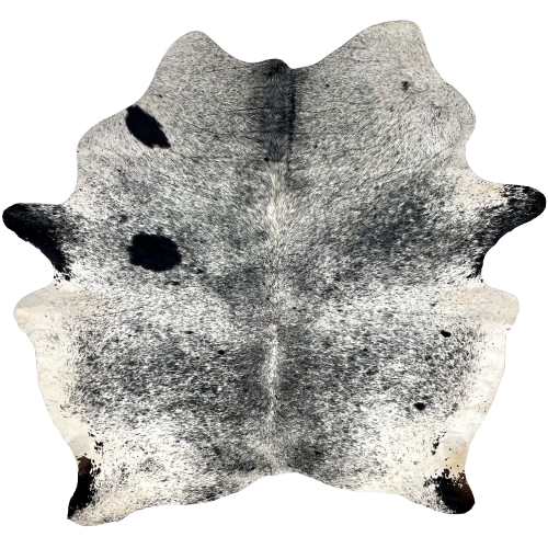 Black and White Speckled Brazilian Cowhide: white with black speckles and spots - 6'7" x 6'2" (BRSP3315)