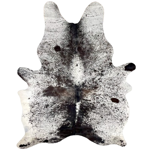 XL Tricolor Speckled Brazilian Cowhide: white with black and dark brown speckles and spots - 8' x 5'11" (BRSP3316)