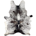 XL Tricolor Speckled Brazilian Cowhide: white with black and dark brown speckles and spots - 8' x 5'11" (BRSP3316)