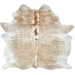 Caramel and White Speckled Brazilian Cowhide: white with caramel speckle and spots, and one brand mark on the right side of the butt - 5'7" x 5'1" (BRSP3321)