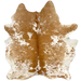 Caramel and White Speckled Brazilian Cowhide: white with caramel speckles and large and small, spots - 6'5" x 5'3" (BRSP3323)