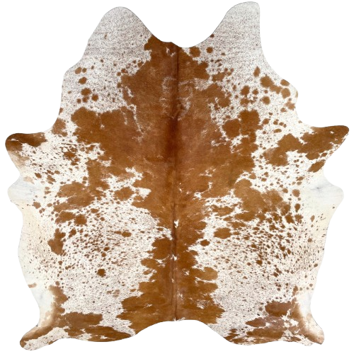 White and Reddish Brown Speckled Brazilian Cowhide: white with reddish brown speckles and spots - 6'8" x 5'6" (BRSP3333)