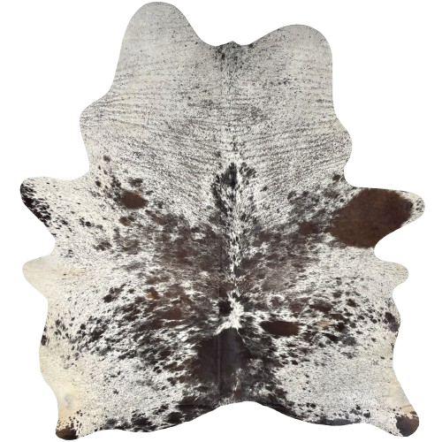 Tricolor Speckled Brazilian Cowhide: white with black and dark brown speckles and spots - 6'6" x 5' (BRSP3338)