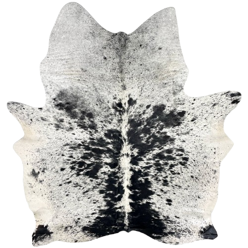 Black and White Speckled Brazilian Cowhide: white with black speckles and spots - 6'`10" x 5'2" (BRSP3344)