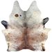 Tricolor Speckled Brazilian Cowhide: white with reddish brown and back speckles and spots - 7'4" x 5'10" (BRSP3354)