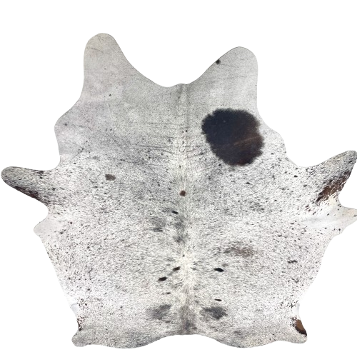 XL Tricolor Speckled Brazilian Cowhide: white with black and dark brown speckles and spots - 8'2" x 5'9" (BRSP3356)
