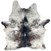 Dk Brown and White Speckled Brazilian Cowhide: white with dark brown and blackish brown spots and speckles- 7'3" x 5'3" (BRSP3367):