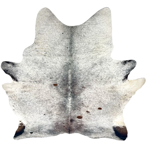 XL Tricolor Speckled Brazilian Cowhide: white with black and brown speckles and spots - 8'3" x 6'8" (BRSP3371)