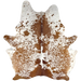 Reddish Brown & White Speckled Brazilian Cowhide: white with reddish brown spots and speckles, and 2 brand marks on the right side of the butt and one along the right side of the spine - 7'3" x 5'8" (BRSP3375)