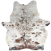Tricolor Speckled Brazilian Cowhide: white with reddish brown, blackish brown , and black speckles and spots - 7'2" x 5'7" (BRSP3377)