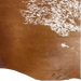 Closeup of this Large Brown and White Speckled Brazilian Cowhide, showing one brand mark on the right side of the butt  (BRSP3380)
