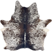 Dark Brown and White Speckled Brazilian Cowhide: white with dark brown spots and speckles - 7'3" x 5'9" (BRSP3381)