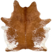 Large Reddish Brown and White Speckled Brazilian Cowhide: solid reddish brown down the middle, with a few white speckles on the spine, and white with reddish brown speckles and spots on the sides, belly, and shanks - 7'11" x 6'1" (BRSP3384)