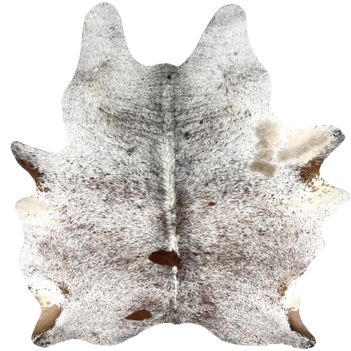 Large Tricolor Speckled Brazilian Cowhide: white with brown and black speckles and spots - 7'11" x 6'4" (BRSP3385)