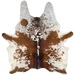 Large Brown and White Speckled Brazilian Cowhide: white with brown speckles, and large and small, brown spots - 7'6" x 5'10" (BRSP3390)