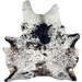 Tricolor Speckled Brazilian Cowhide: white with black, dark brown, and blackish brown speckles and spots - 7'4" x 6'2" (BRSP3395)