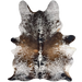 Tricolor Speckled Brazilian Cowhide: white with brown, black, and blackish brown spots and speckles - 7'5" x 5' (BRSP3396)